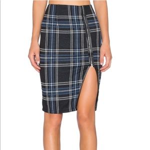 Bishop + Young Plaid Slit Skirt